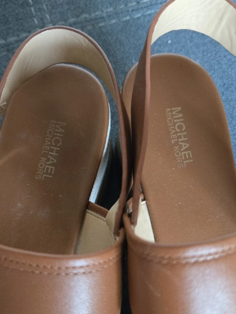 Michael Kors Women's Tan Platform Leather Sandal Wedge